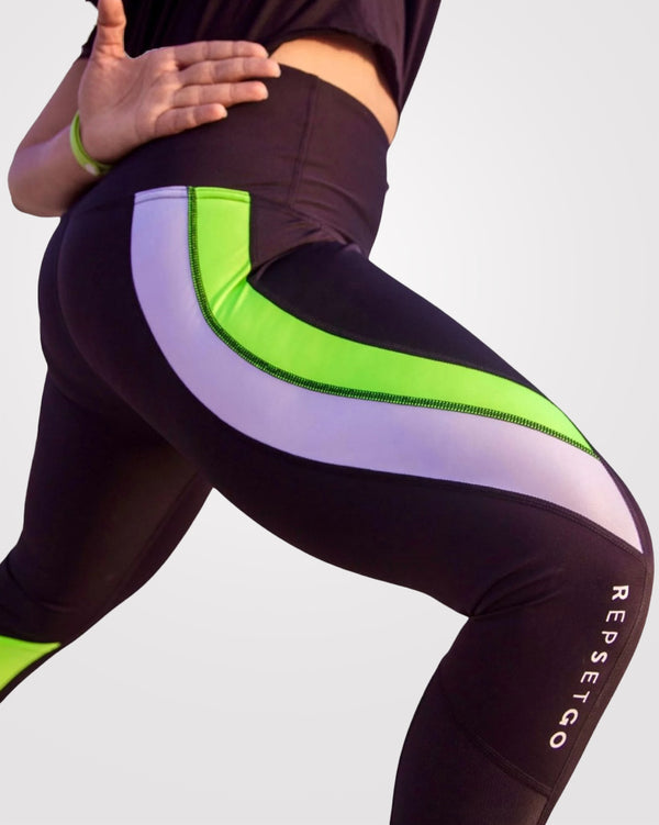 Women's Gym Tights Black Neon