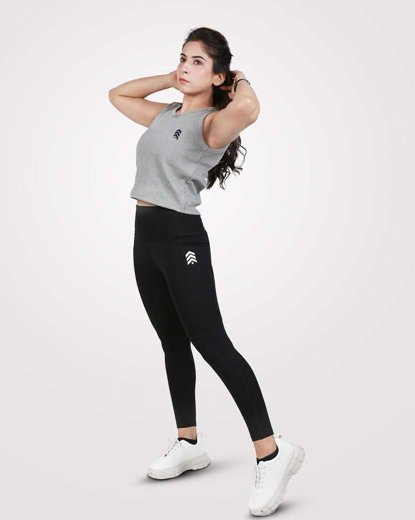 Rib Crop Tank Top Gray