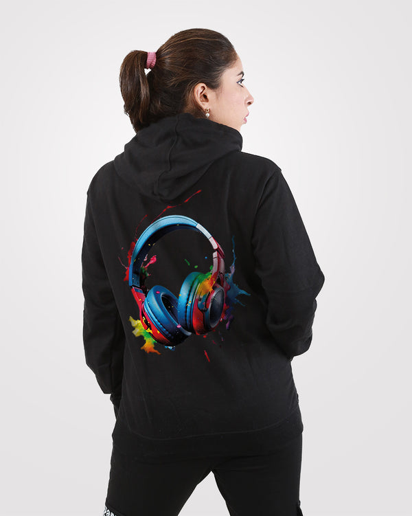 Women Black Hoodie Head Phone