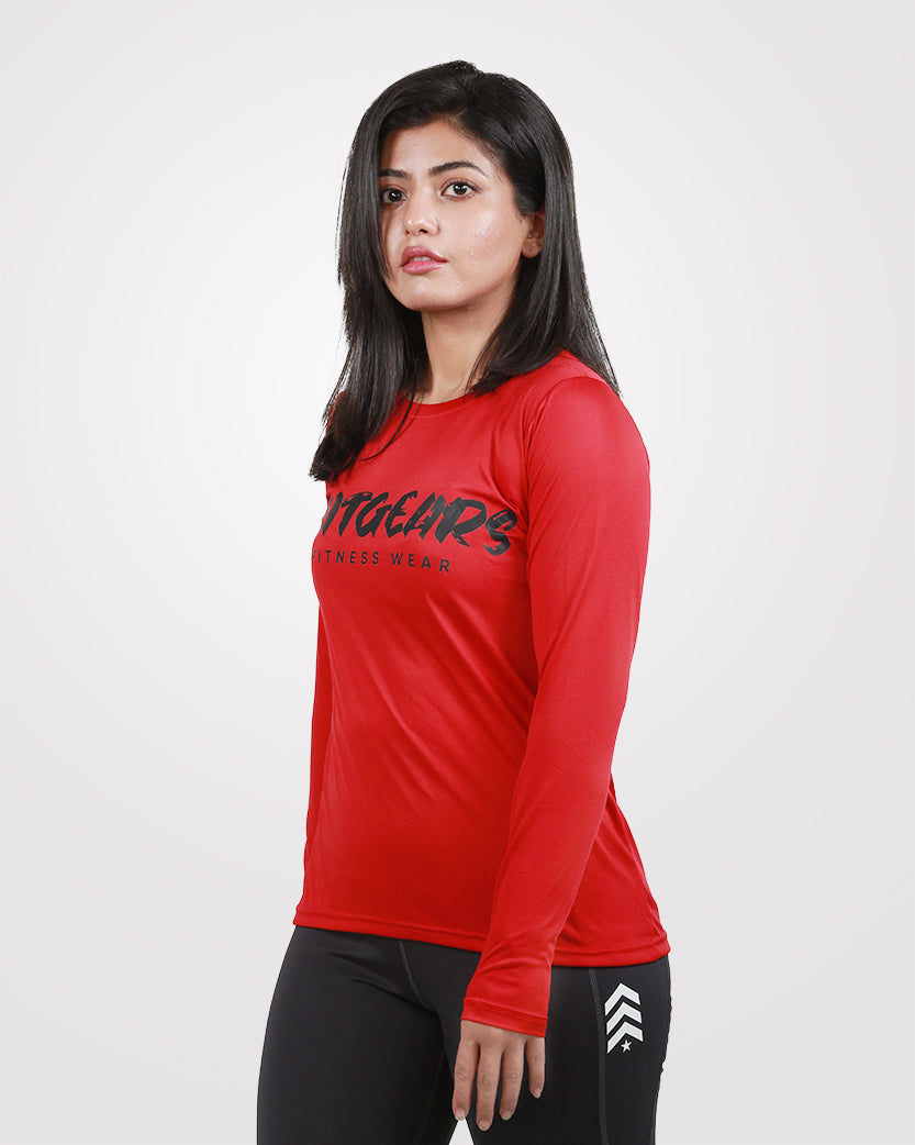 Red Full Sleeves Tee Dri-Fit - Outgears Fitness