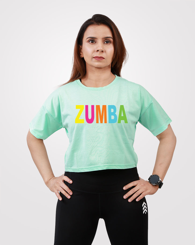 Zumba Crop TShirt Sea Green – Outgears Fitness - Main Image