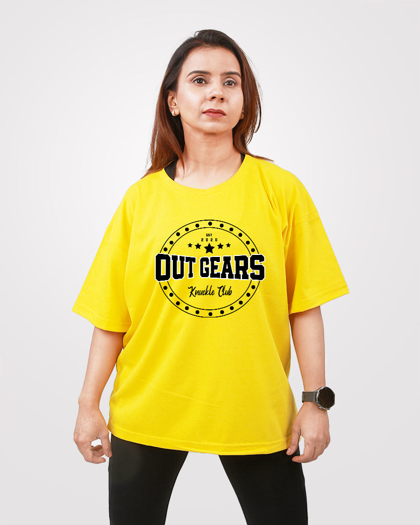 Women's Over Sized T-Shirt Yellow - Outgears Fitness