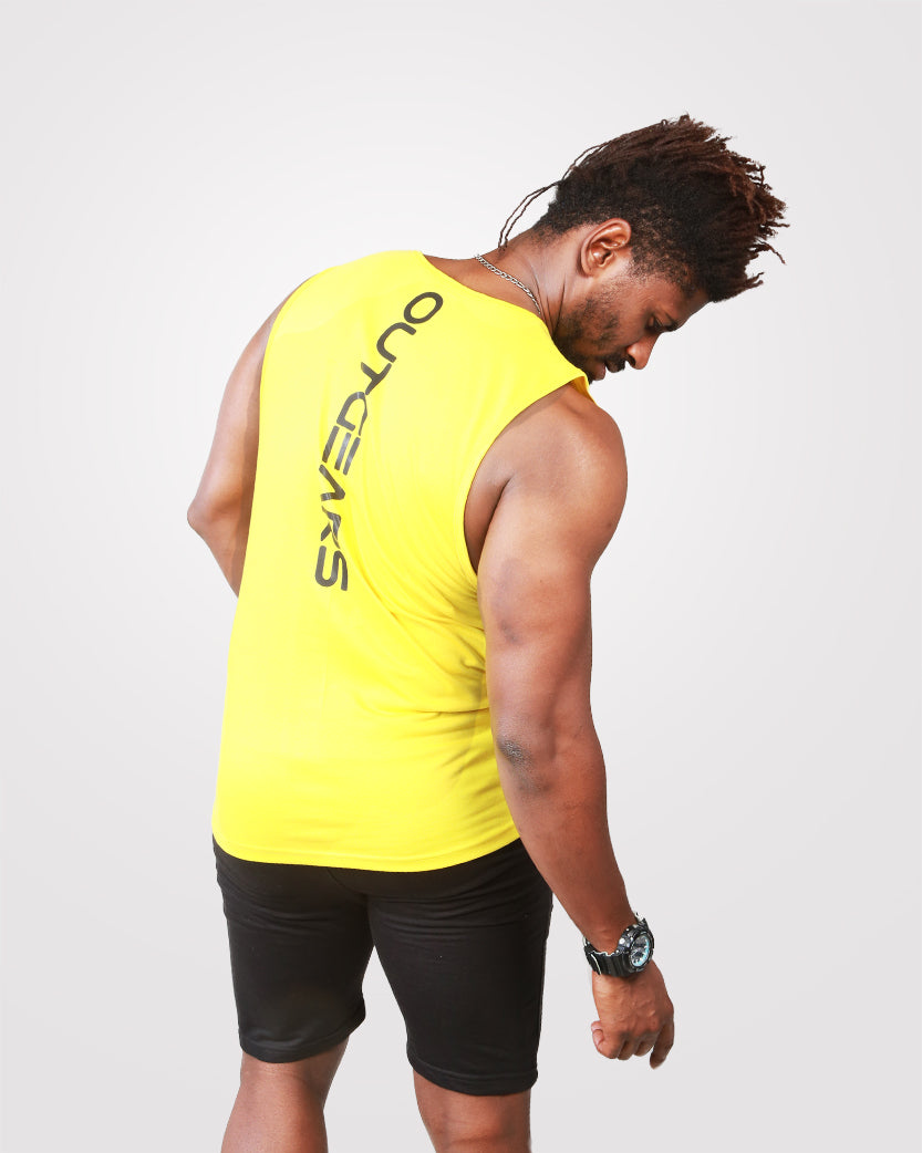 Yellow Mens Gym Tank Top - Outgears Fitness