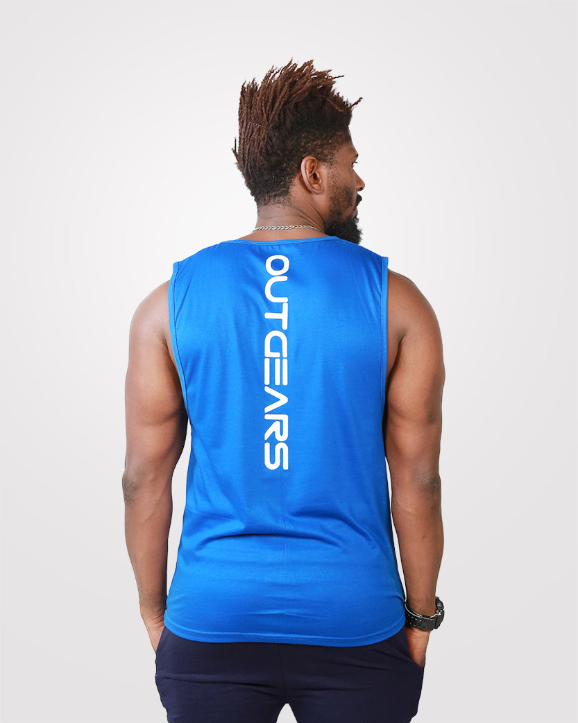 Blue mens gym tank top