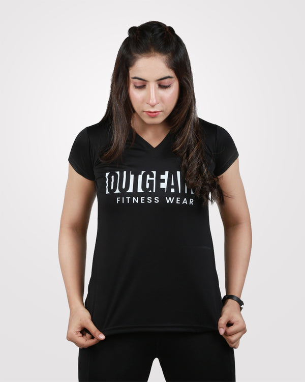 Womens V-Neck Dri-Fit Tees Black