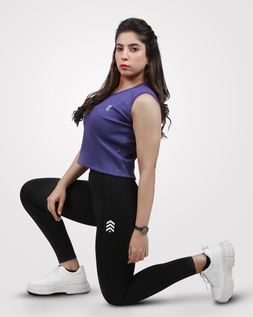 Rib Crop Tank Top Purple