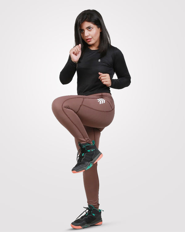 Women Gym Tights Brown