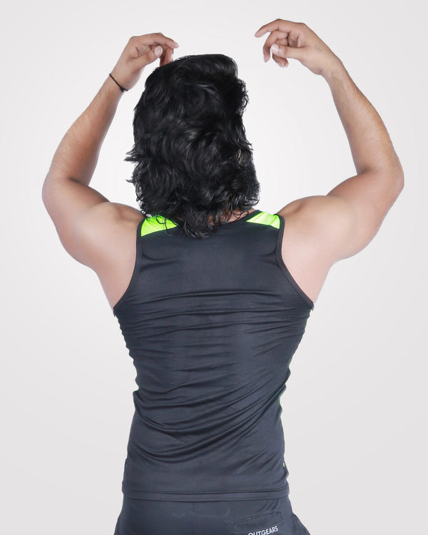 Mens Tank Top Black & Neon Green