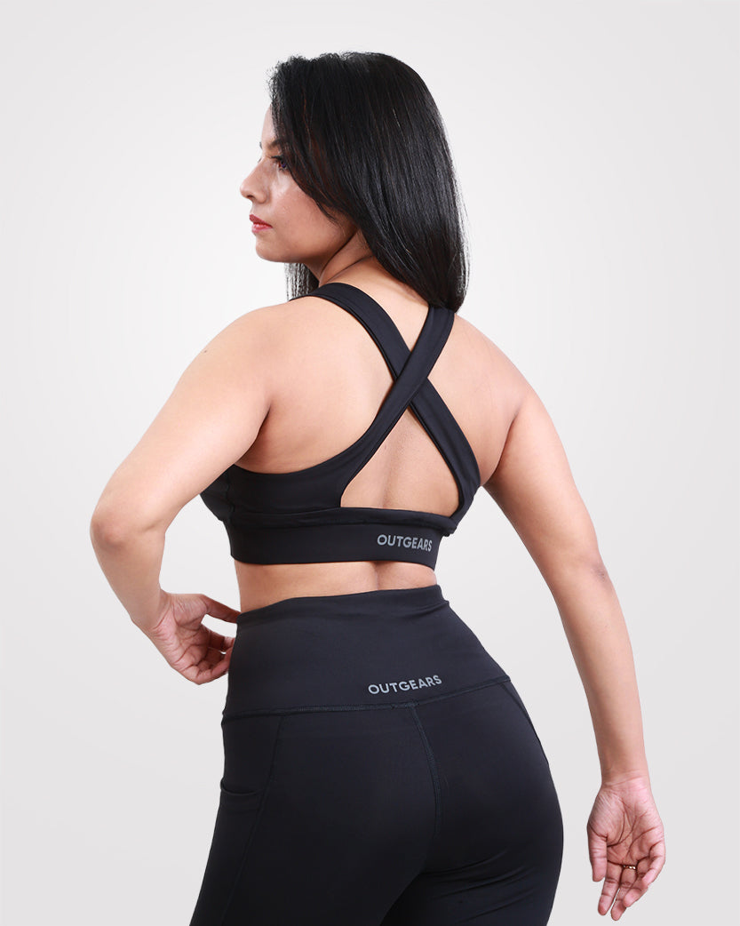 Black Sports Bra - Outgears Fitness
