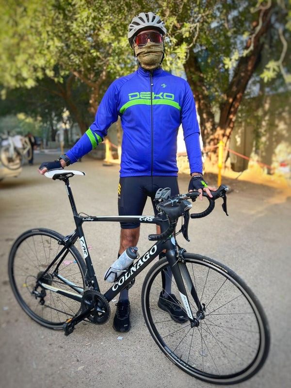 Blue Winter Cycling Jersey Full Sleeves