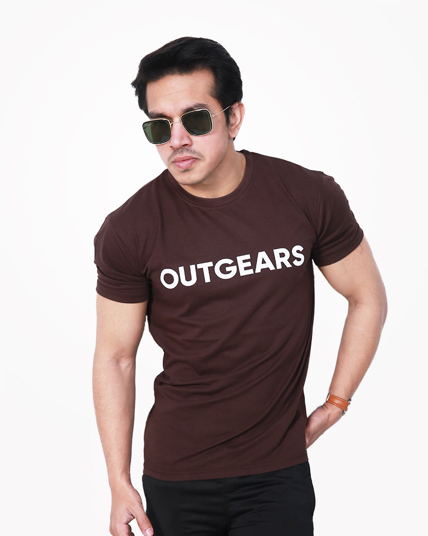 Men's Brown Basic Cotton T-Shirt - Outgears Fitness