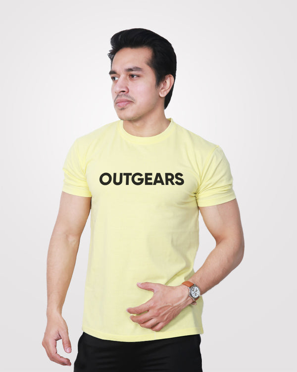 Men's Yellow Basic Cotton T-Shirt