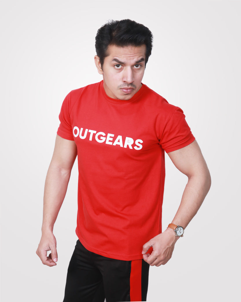 Men's Red Basic T-Shirt - Outgears Fitness