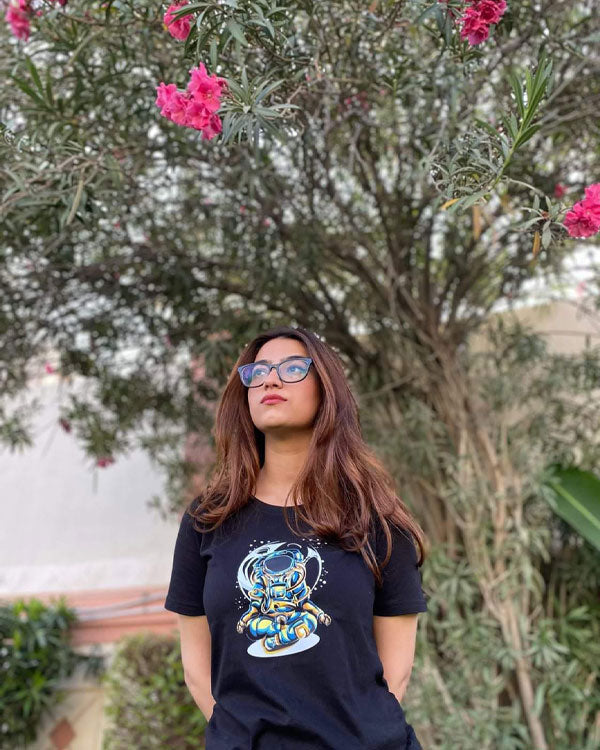 Women’s Meditation In Space T Shirts Half Sleeves