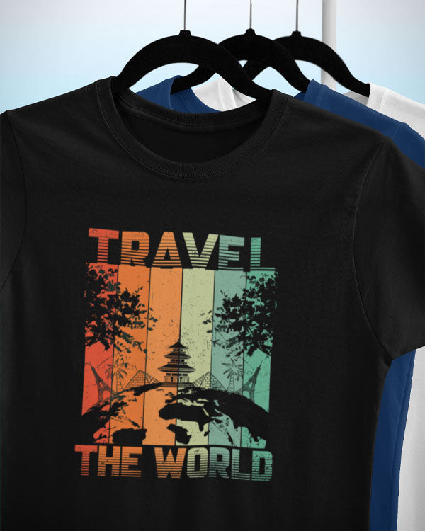 Men’s Travel The World T Shirts Half Sleeves - Outgears Fitness