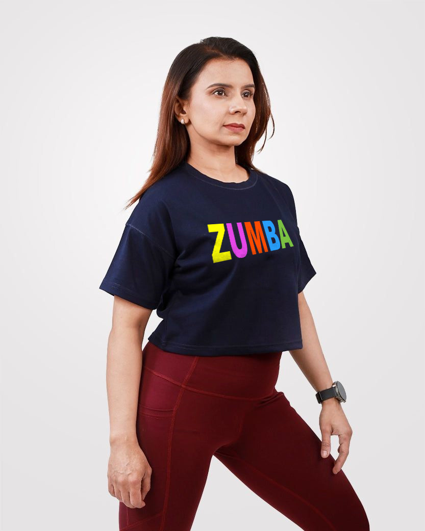 Zumba Crop TShirt Navy - Outgears Fitness