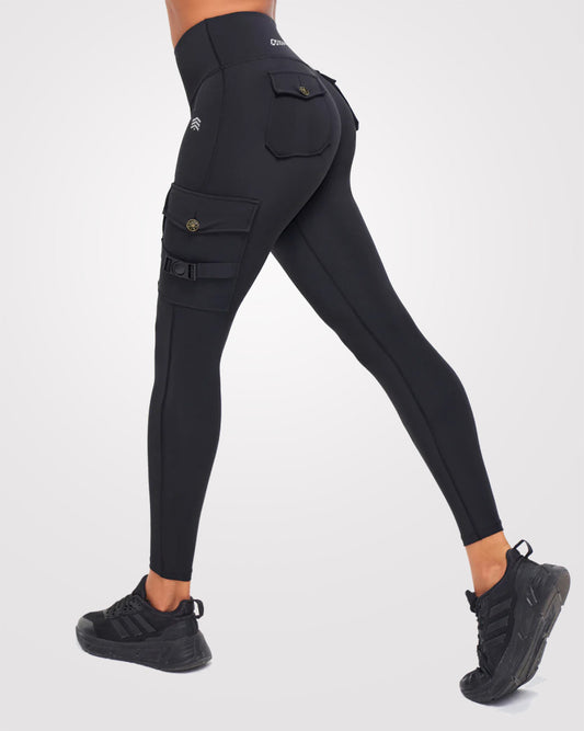 Women's Gym Cargo Tights Black