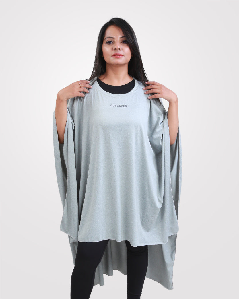 Capture the essence of fitness and style with Outgears Fitness Wear's full-body women's gym cape. A sleek 38-inch long, 48-inch wide Dri-Fit design, offering full coverage and unmatched comfort, perfect for active lifestyles.