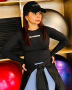 Cropped Long Sleeve Gym T-shirt Black