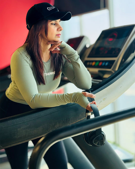 Cropped Long Sleeve Gym T-shirt Mint Green