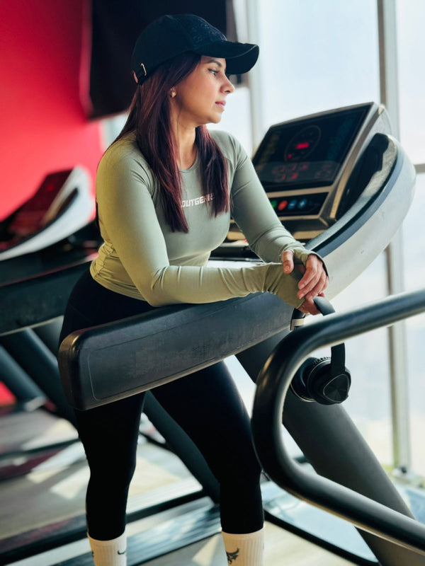 Cropped Long Sleeve Gym T-shirt Mint Green