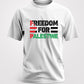 Show your support with our Palestine T-shirt in black and white. Featuring a powerful design symbolizing unity and peace, this 100% cotton tee offers comfort and style for everyday wear. Stand in solidarity with Palestine.