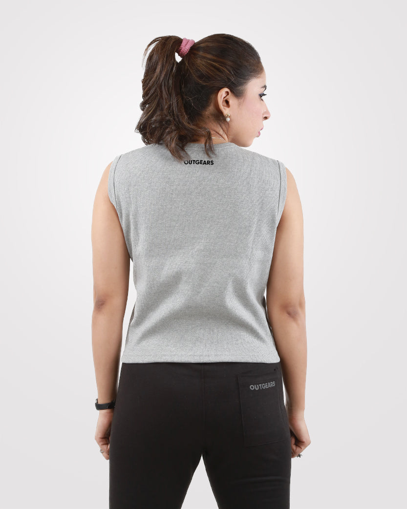 Rib Crop Tank Top Gray - Outgears Fitness