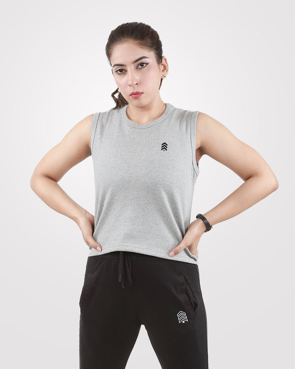 Rib Crop Tank Top Gray