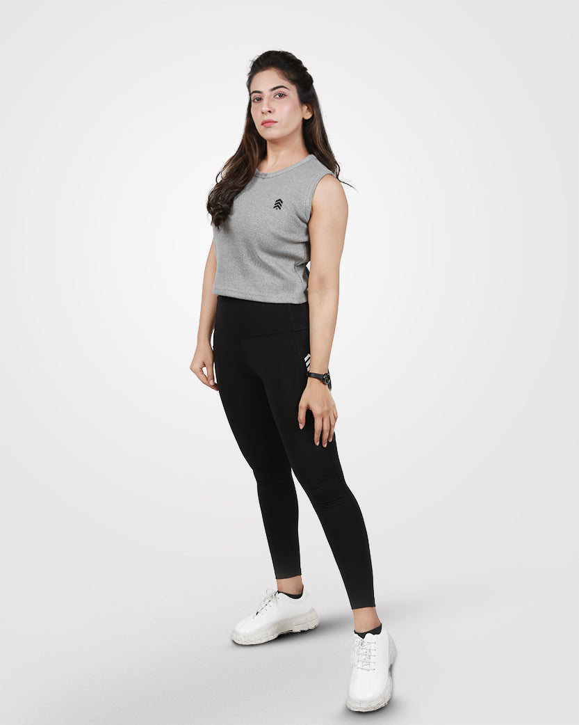 Rib Crop Tank Top Gray - Outgears Fitness