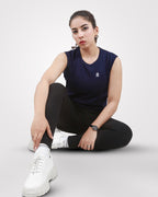 Rib Crop Tank Top Navy - Outgears Fitness