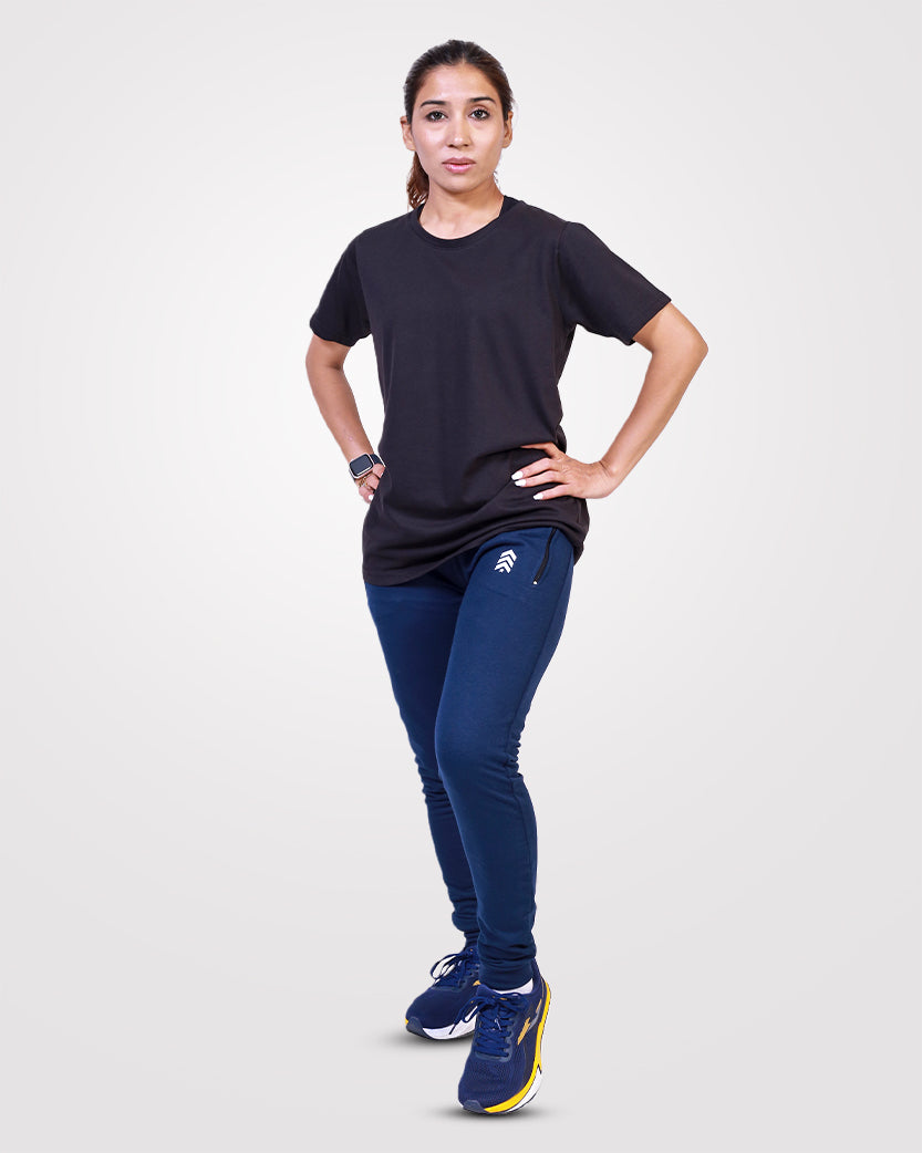 Slim Fit French Terry Trouser Navy - Outgears Fitness