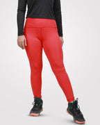 The image depicts a pair of opaque gym tights with a high waist. The tights are smooth and evenly textured, extending from the high waist down to the toes. They are designed to be stretchy and form-fitting, making them suitable for workouts and various physical activities. Against a plain background, the tights' material and shape are clearly visible. These gym tights are versatile, ideal for wearing under workout gear or paired with casual attire for an athleisure look.