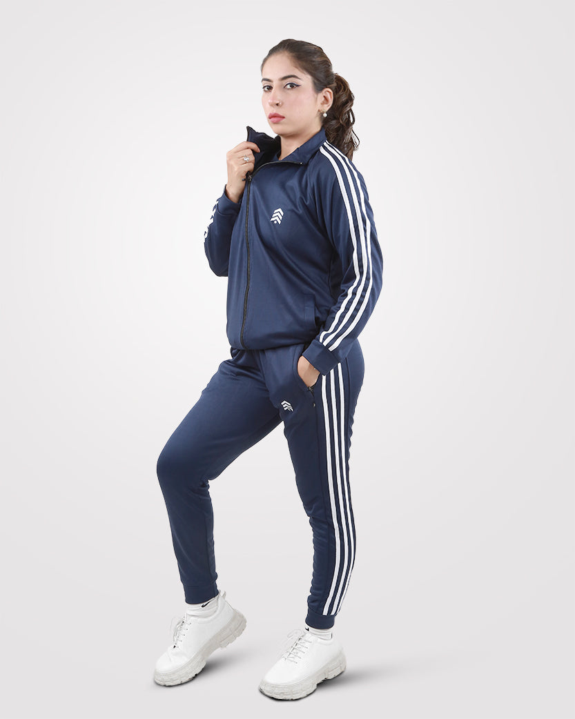 Women Tracksuit Navy Blue - Outgears Fitness