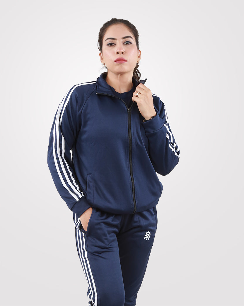Women Tracksuit Navy Blue - Outgears Fitness