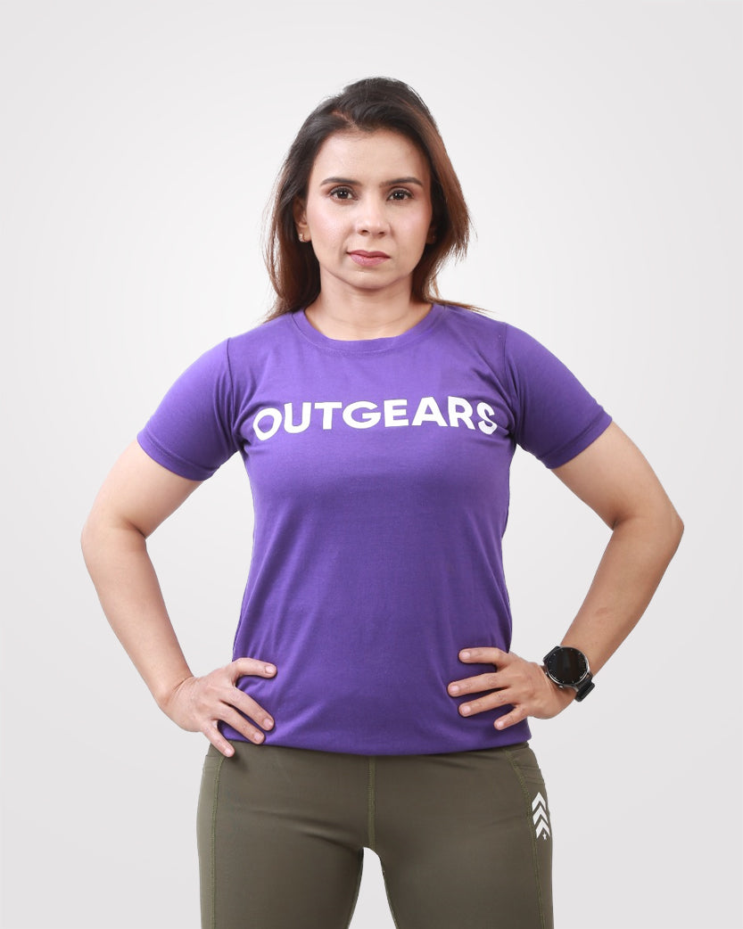 Women Purple Basic T-Shirt - Outgears Fitness