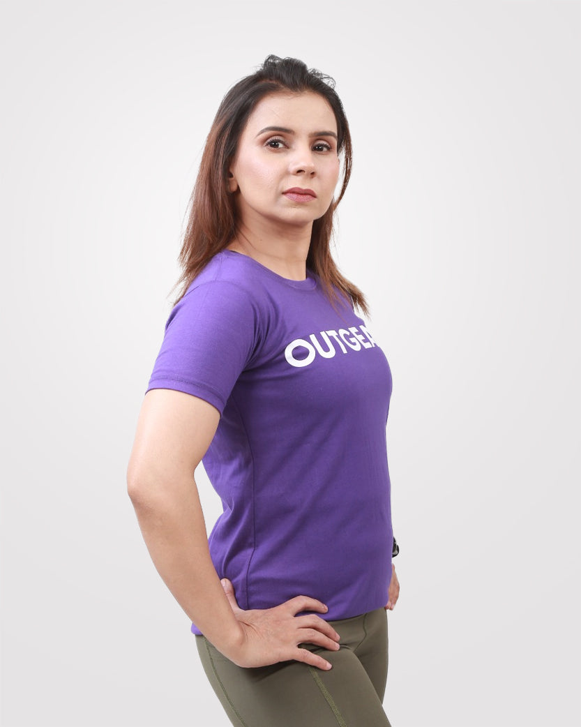 Women Purple Basic T-Shirt - Outgears Fitness