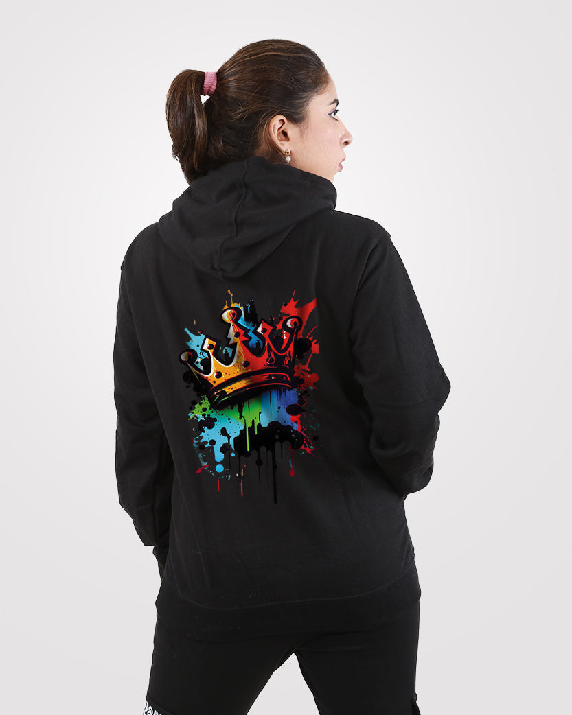 Women Black Hoodie Queen