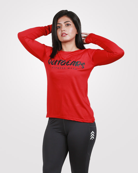 Red Full Sleeves Tee Dri-Fit - Outgears Fitness