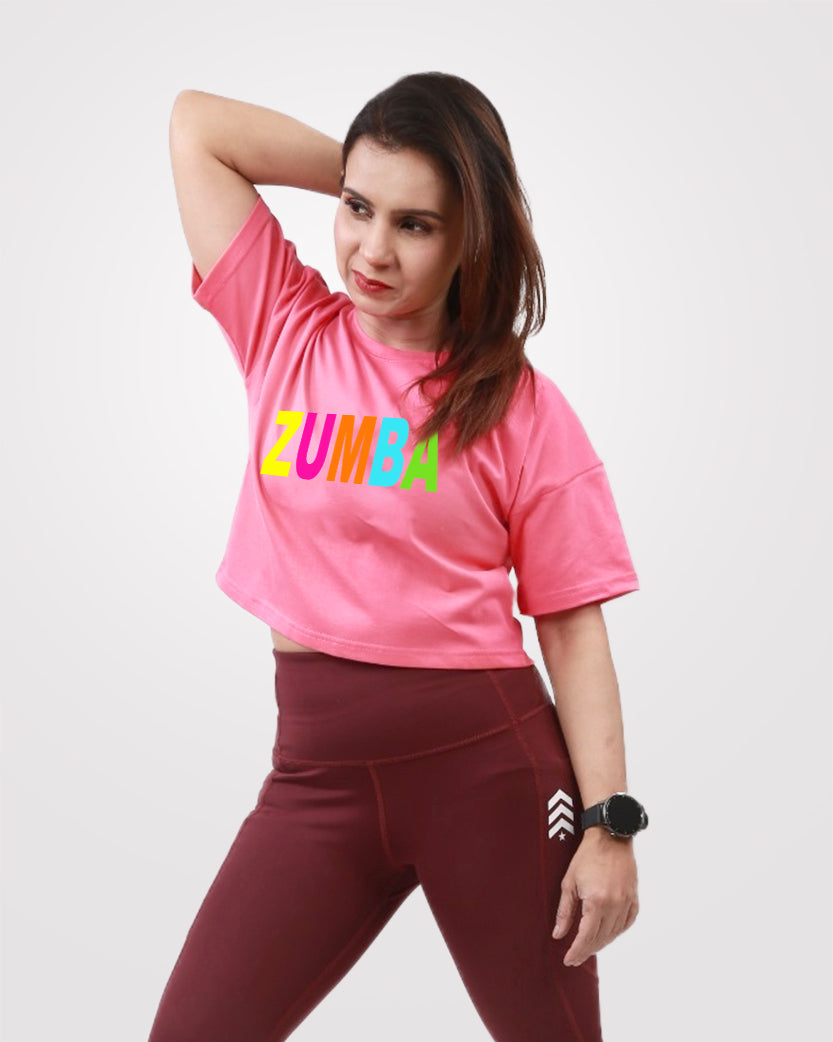 Zumba Crop TShirt Pink - Outgears Fitness