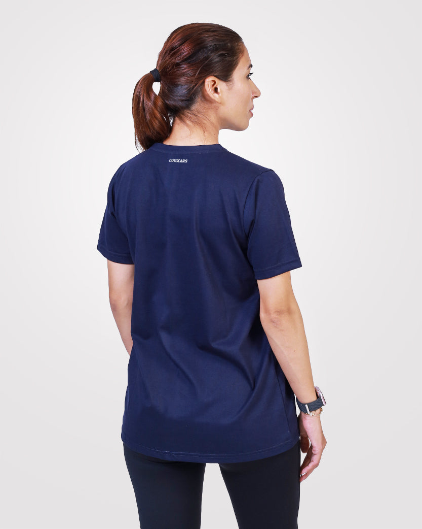 Womens Cotton T-Shirt Navy - Outgears Fitness