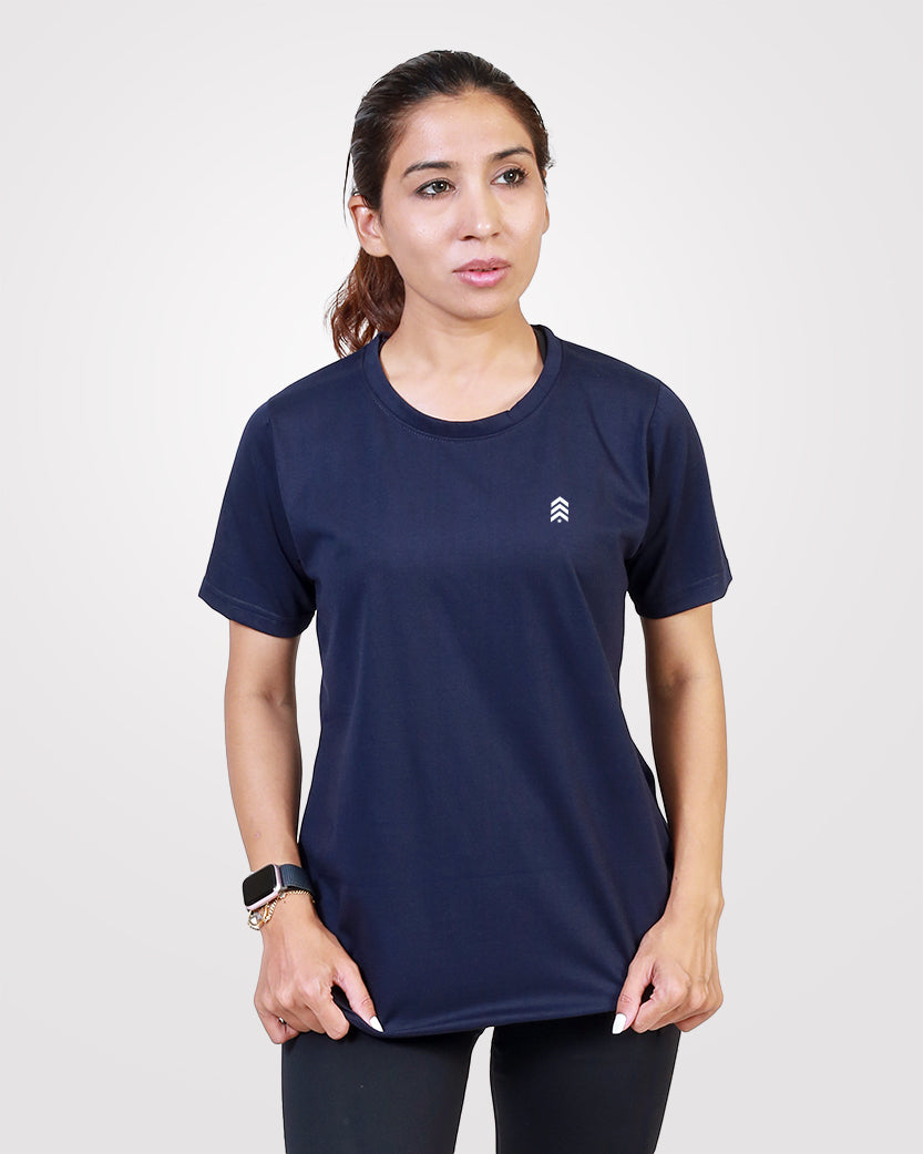 Womens Cotton T-Shirt Navy - Outgears Fitness