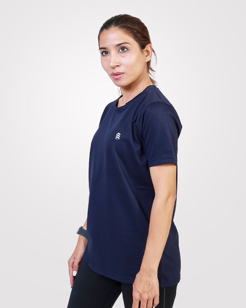 Womens Cotton T-Shirt Navy - Outgears Fitness