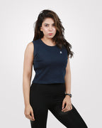 Rib Crop Tank Top Navy - Outgears Fitness