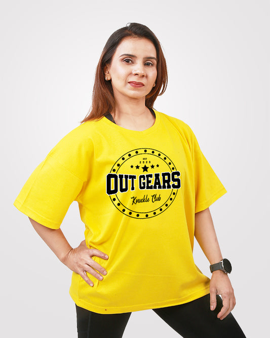 Women's Over Sized T-Shirt Yellow - Outgears Fitness