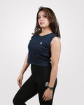Rib Crop Tank Top Navy - Outgears Fitness
