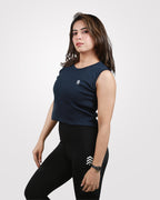 Rib Crop Tank Top Navy - Outgears Fitness