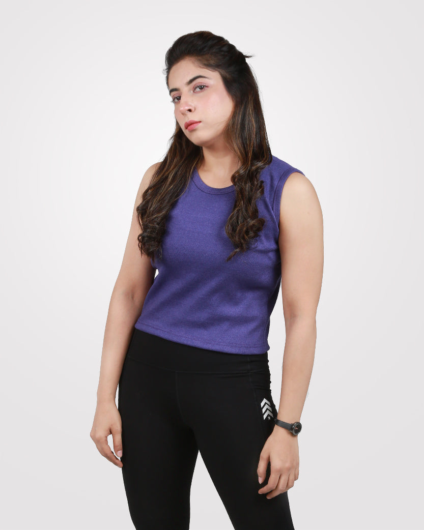 Rib Crop Tank Top Purple