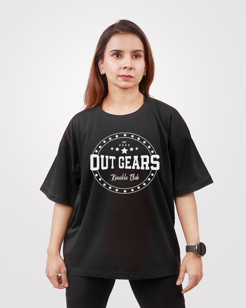 Women's Over Sized T-Shirt Black - Outgears Fitness