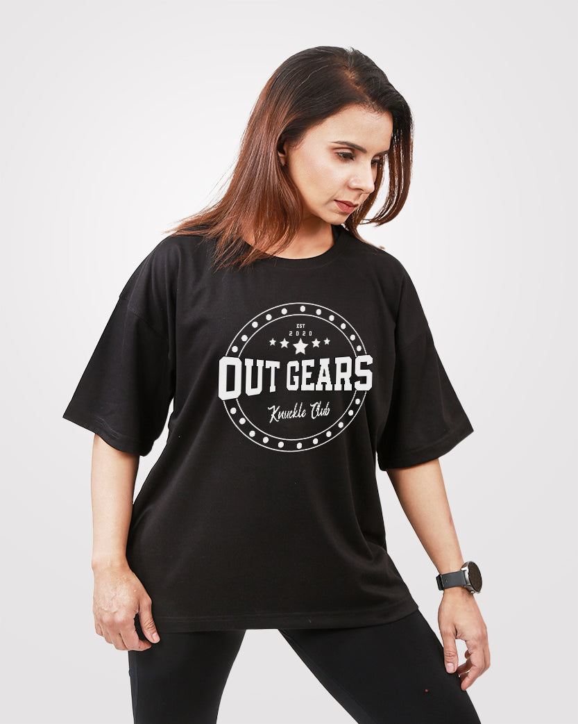Women's Over Sized T-Shirt Black - Outgears Fitness