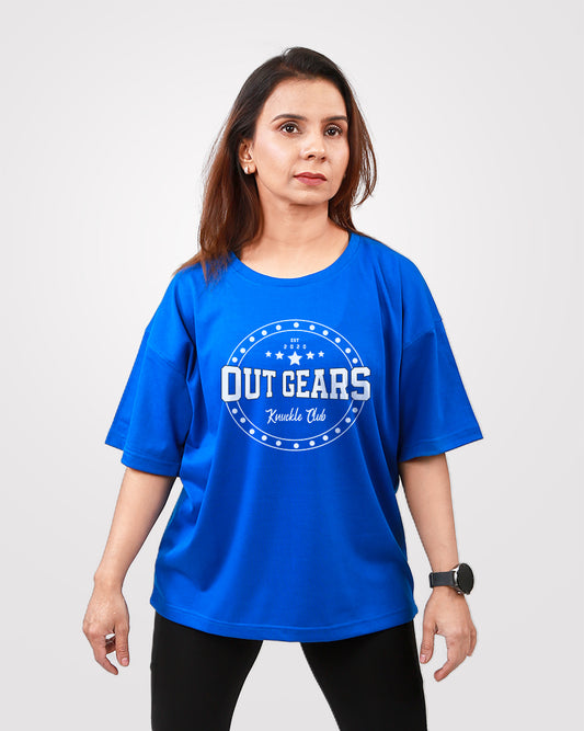 Women's Over Sized T-Shirt Blue - Outgears Fitness